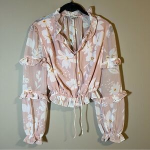 ✨ En Saison Women’s Light Pink Floral Long Sleeve Top XS